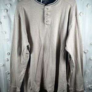 Lanesboro Men's Long Sleeve Beige Henley Shirt Size XL